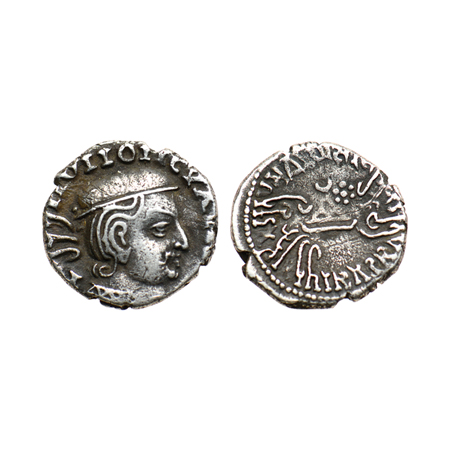 Western Kshatrapas, Vijaysena s/o Damsena, Silver Drachms, 2.14gm, Obv: Bust of king facin