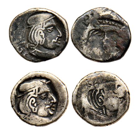 Western Kshatrapas, Silver Drachms (2 Coins), 2.29/2.25gm, Error, Brockage, nice, deep and