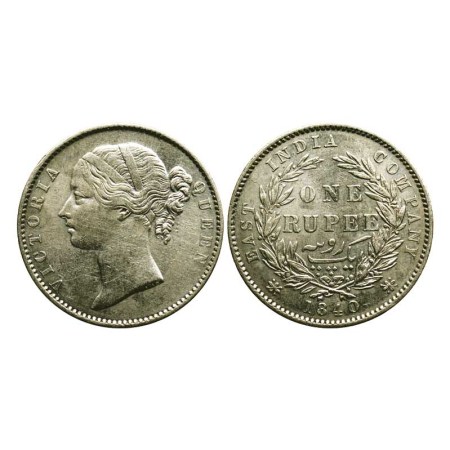 Victoria Queen, Silver Rupee, 1840/Madras Mint, Divided Legend, 28 Berries, WWS raised, F.