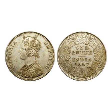 Victoria Empress, Silver Rupee, 1897/Calcutta Mint, C3 I, C incuse. F. Prid 136. Extra Fin