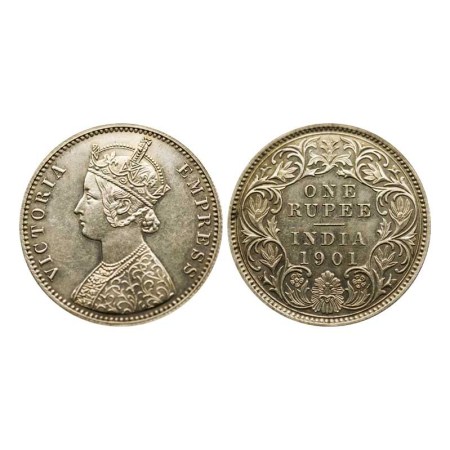 Victoria Empress, Silver Restrike Proof, Rupee, 1901/Calcutta Mint, C3 I, C incuse. F.Prid