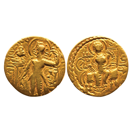 Guptas, Samudragupta (c. 335-380 AD), Gold Dinar, 7.55gm, Standard type with long straight