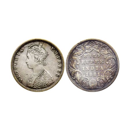 Victoria Empress, Silver ½ Rupee, 1881/Bombay Mint, B2/II, F. Pridmore 289. Very Fine +, R