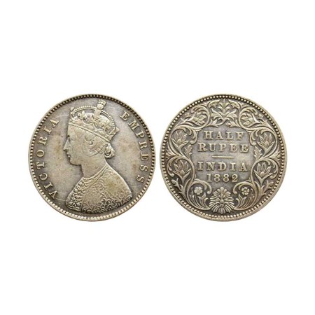 Victoria Empress, Silver ½ Rupee, 1882/Calcutta Mint, A I, F. Pridmore 266. Very Fine, Rar