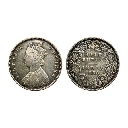 Victoria Empress, Silver ½ Rupee, 1898/Calcutta Mint, A I, F. Pridmore 281. About Very Fin