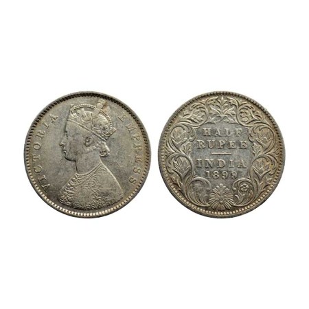 Victoria Empress, Silver ½ Rupee, 1899/Bombay Mint, A I, inverted B incuse. F. Prid 307. A