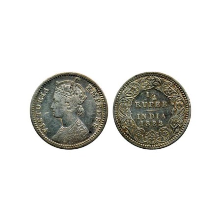 Victoria Empress, Silver ¼ Rupee, 1882/Calcutta Mint, C II, C incuse. F. Pridmore 387. Ver