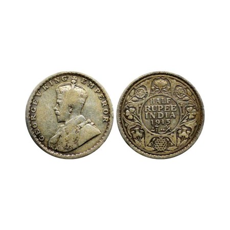 George V, Silver ½ Rupee, 1915/Calcutta Mint, No Mint mark. F. Prid 322. About Very Fine, 