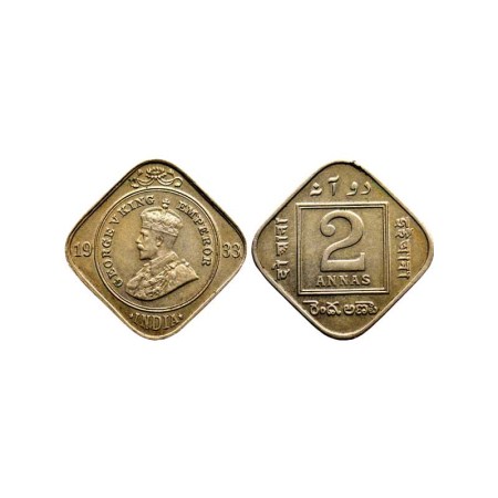 George V, Cupro Nickle 2 Annas, 1933/ Calcutta Mint, F. Prid 891. Extra Fine +, Scarce.
