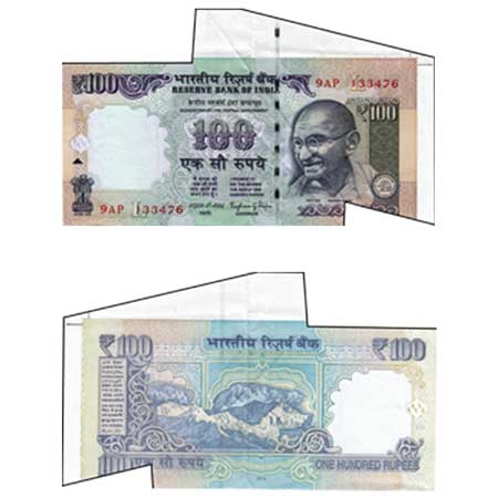 Republic of India, Error 100 Rupees, 2014 Signed by Raghuram G. Rajan, Inset L, Serial No 