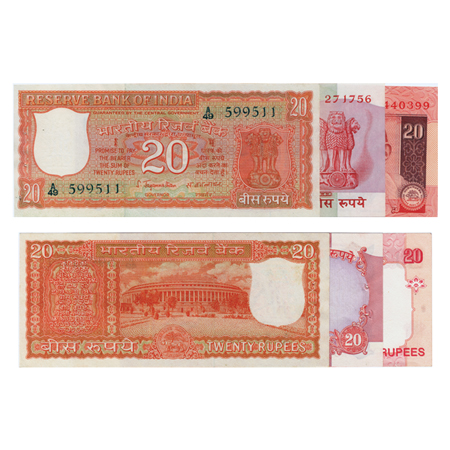 Republic of India, 20 Rupees set of 46 notes issue wise , from E-1 To E-46. Unc, Rare.