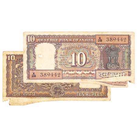Republic of India, Error 10 Rupees, (1977) Signed by M.Narasimham, Inset B, Serial No X28 