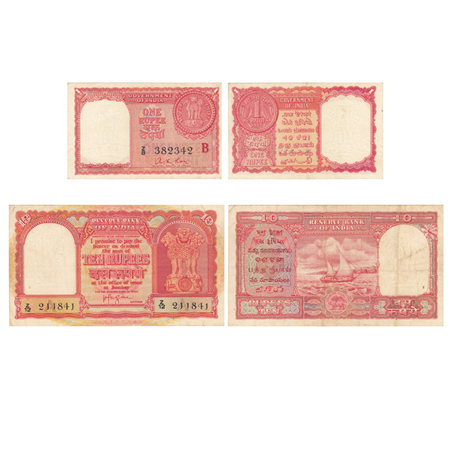 Republic of India, Persian Gulf Issues (2),1 Rupee Serial No Z8 382342, B inset, Signed by