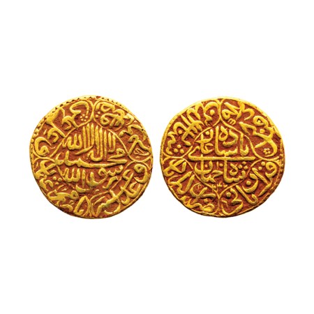Shah Jahan I, Gold Mohur, 10.82gm, Akbarabad Mint, AH 1047 / RY 10, Obv: Kalima in quatref