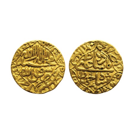 Shah Jahan I, Gold Mohur, 10.82gm, Akbarabad Mint, AH 1046/ RY 9, Obv: Kalima in quatrefoi