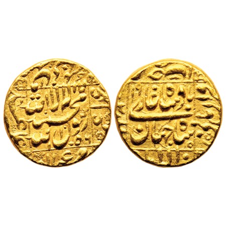 Shah Jahan I, Gold Mohur, 10.91gm, Allahabad, AH 1056 / RY 19, Obv: Kalima within sqaure, 