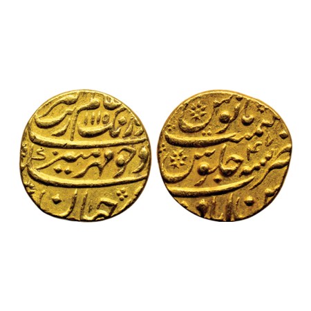 Aurangzeb, Gold Mohur, 10.97gm, Ahsanabad Mint, AH 1115 / RY 47. KM 315.3. Extra Fine, Rar