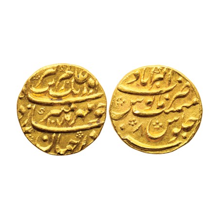 Aurangzeb, Gold Mohur, 10.93gm, Akbarabad Mint on top, without mint ephithet, AH 1076 / RY