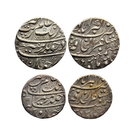 Aurangzeb, Silver Rupee (2), Akbarabad Mustaqir ul Khilafat Mint, broad flan,AH XX02/ RY 3