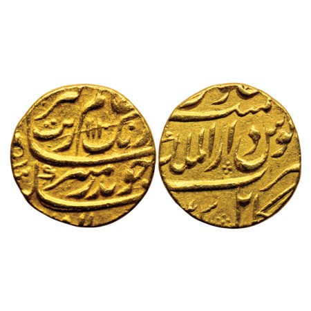 Aurangzeb, Gold Mohur, 10.96gm, Kabul Dar ul Mulk Mint, AH 1110 / RY 43. Mint divided in t