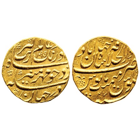 Aurangzeb, Gold Mohur, 10.90gm, Shahjahanabad Dar ul Khilafat Mint, AH 1095 / RY 27. KM 31