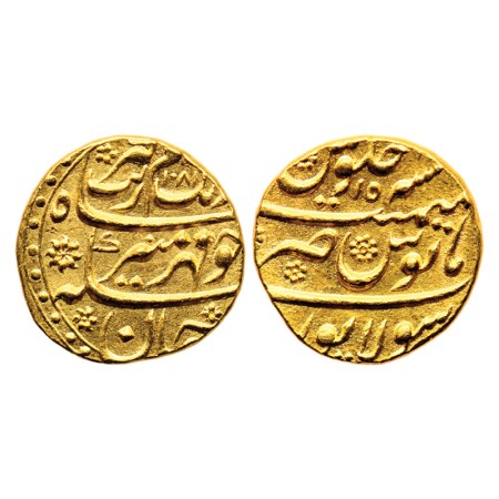 Aurangzeb, Gold Mohur, 10.95gm, Sholapur Mint, AH 1081 / RY 15. KM 315.43. Mint State, Rar