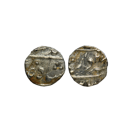 Muhammad Shah, Silver 1/8 Rupee, 1.33gm, Burhanpur Dar us Sarur Mint, RY 27, broad flan. K
