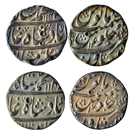 Muhammad Shah, Silver Rupee(2), 11.28/11.33gm, Peshawar Mint, AH 1144 / RY 13, AH 1148 / R