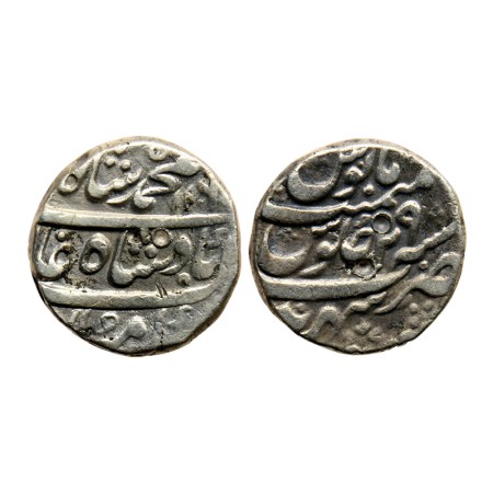 Muhammad Shah, Silver Rupee, 11.15gm, Sahrind Mint, AH 1158/RY 29, KM 436.54. test marks, 