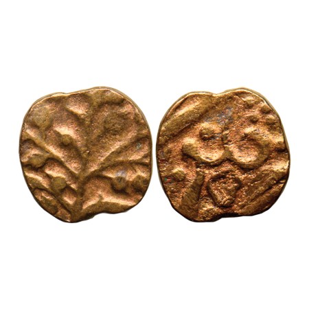 Maratha Confederacy, Copper 1/8 Paisa, 1.83gm, Wadi, Obv: Floral Jhar, Rev: Square Mint ma