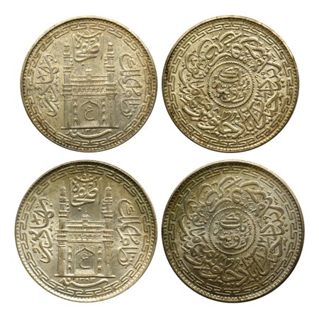 Hyderabad, Silver Rupee (2), Mir Usman Ali Khan (AH 1329-1368/ 1911-1948 AD), Farkhanda Bu