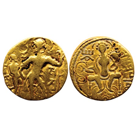 Guptas, Samudragupta, Gold Dinar, 7.22gm, Battle Axe Type, Obv: King standing to left, nim