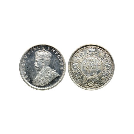 George V, Silver 1/2 Rupee, 1914, Bombay Mint. Prid. 338. About Unc, Scarce.