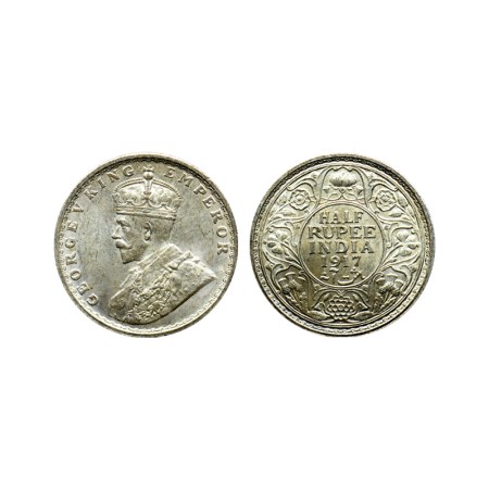 George V, Silver 1/2 Rupee, 1917, Bombay Mint. Prid. 341. Unc, Scarce.