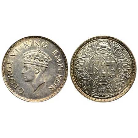 George VI, Silver Rupee, 1938, Bombay Mint, Prid. 233. Unc, Rare.