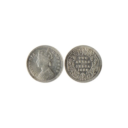 Victoria Empress, Silver 2 Annas, 1886, Calcutta Mint, B/II, 'C' incuse. F.Prid. 501. Very