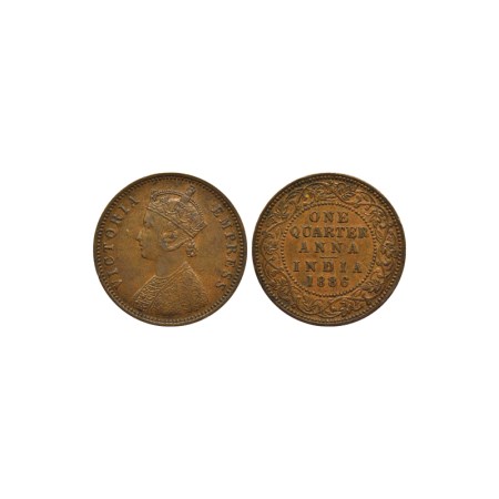 Victoria Empress, Copper Quarter Anna, 1886, Bombay Mint, Reverse / I. F.Prid. 641. Extra 