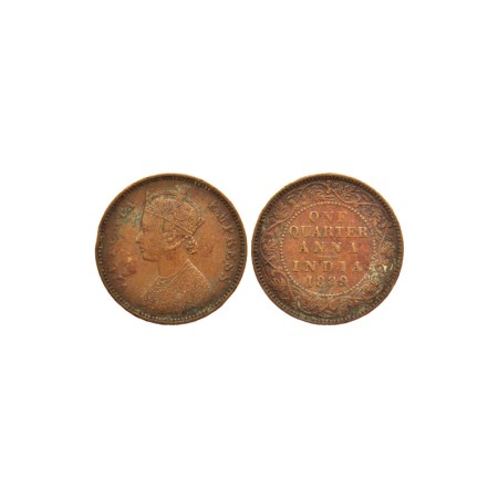 Victoria Empress, Copper Quarter Anna, 1889, Bombay Mint, Reverse / I. F.Prid. 644. About 