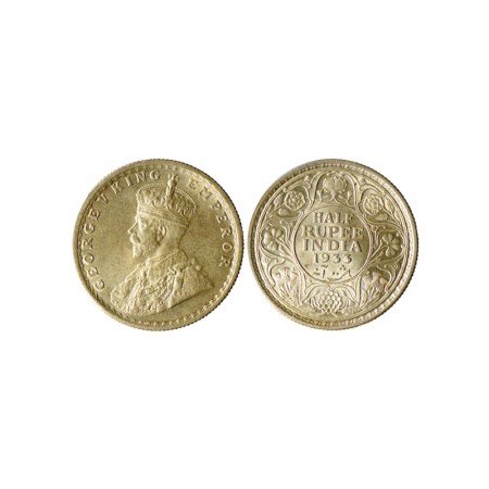 George V, Silver 1/2 Rupee, 1933, Calcutta Mint. F.Prid 333. Unc, Scarce.
