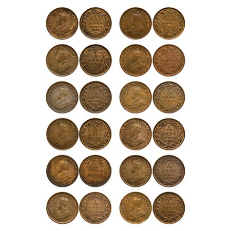 George V, Copper 1/12 Anna (12), 1914/1917/1920/1921/1929/1931/1933/1934/1935/Calcutta Min