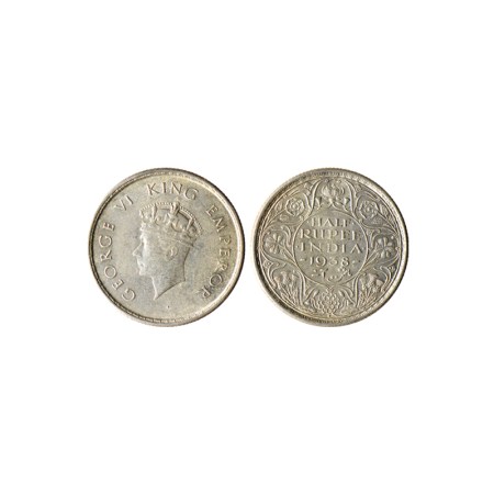 George VI, Silver 1/2 Rupee, 1938, Bombay Mint, First head type I. F.Prid.351. Very Fine, 