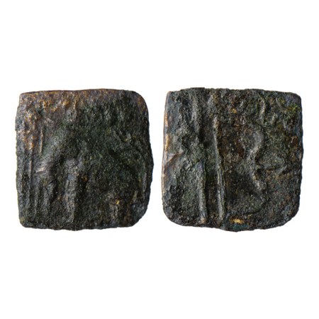 Sangam Age, Chera, Copper Unit, 2.61gm, Obv: Elephant walking to left behind the part of t