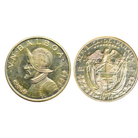 Panama, Silver Balboa Proof, 26.70gm, 1974 AD, KM 27. with card board cover. Proof, Scarce