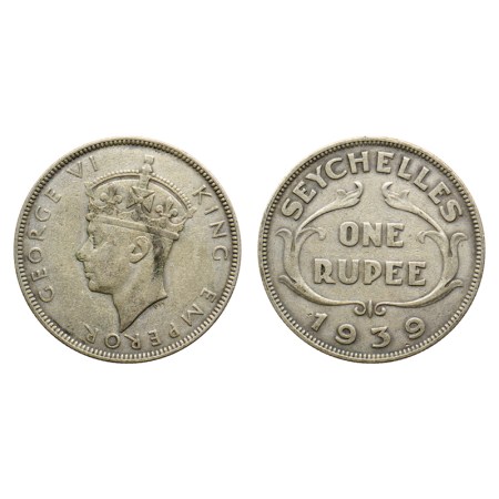 Seychelles, Half Silver Rupee, 11.45gm (0.50% sil), 1939 AD, Pobjoy Mint, Obv: Bust of Geo