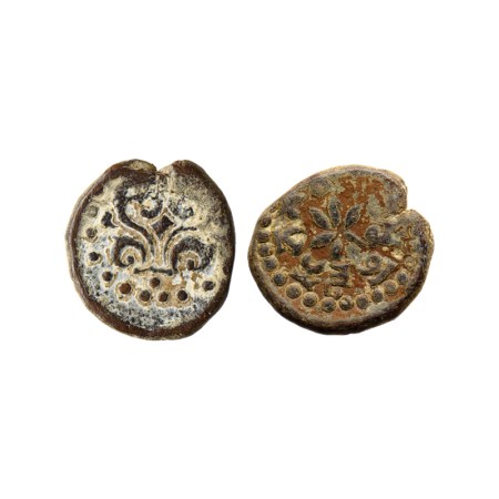 Post-Gupta, Aulikaras of Mandasor, Lead Unit, 10.33gm, Obv: Lotus type flower in centre ar