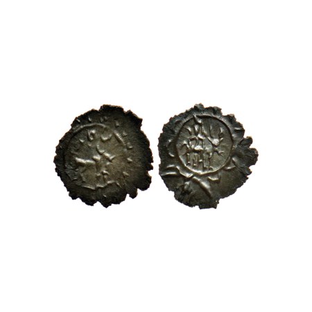 Pallavas of Kanchi, Potin Unit, 0.38gm, Obv: Standing bull facing to right above Brahmi le