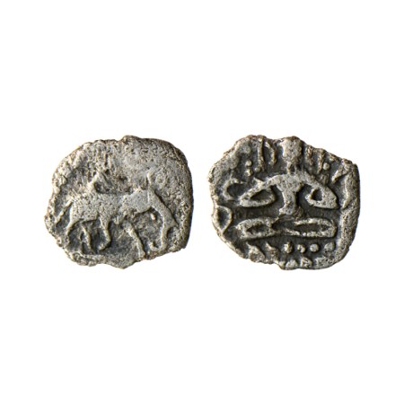 Rashtrakutas, Anonymous Issue, Silver Dramma, 0.32gm, Obv: Elephant walking to right, Rev: