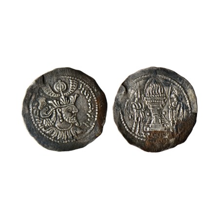 Kushano-Sasanian, Varahran & Kidara (c. 350-365 AD), Silver Drachma, 3.70gm, Obv: Bust fac