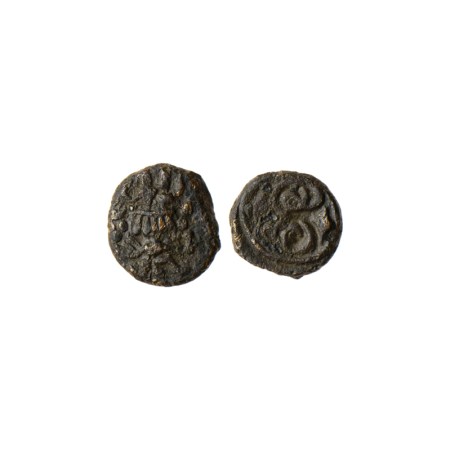 Madurai Nayaks, Copper Kasu, 1.38gm, Obv: Siva and Parvati seated on bull to left, Rev: Ta