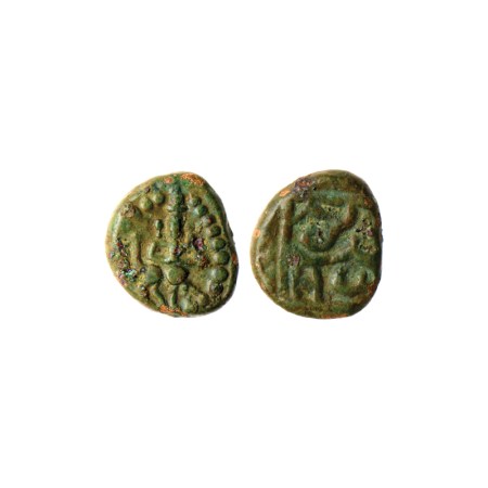Madurai Nayaks, Mangamma (c. 1690-1731 AD), Copper Kasu, 2.23gm, Obv: Half Figure of Diety